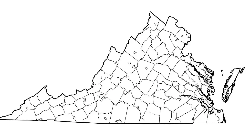Blank Virginia County Map – Printable VA County Outline Map