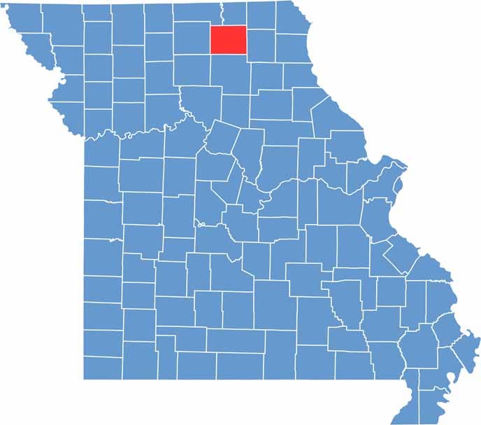Adair County location map showing the county's position within Missouri.