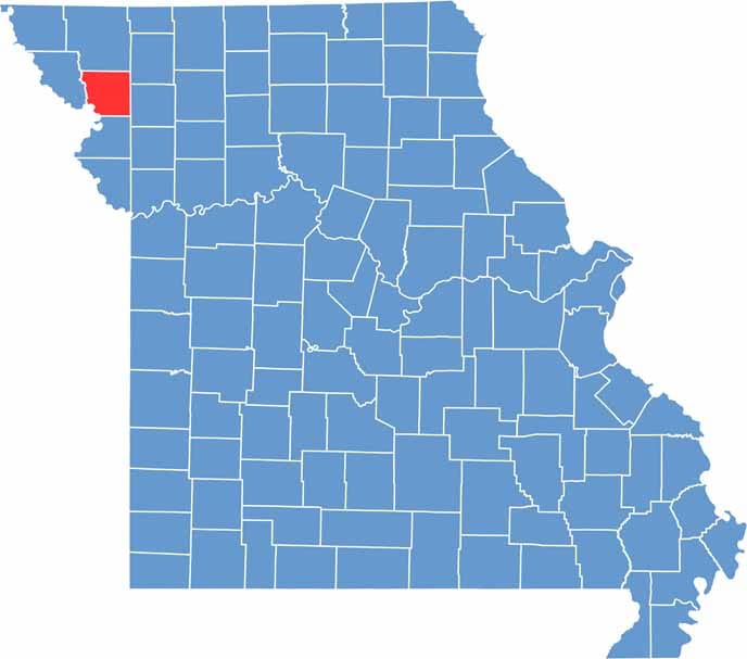 Andrew County location map showing the county's position within Missouri.