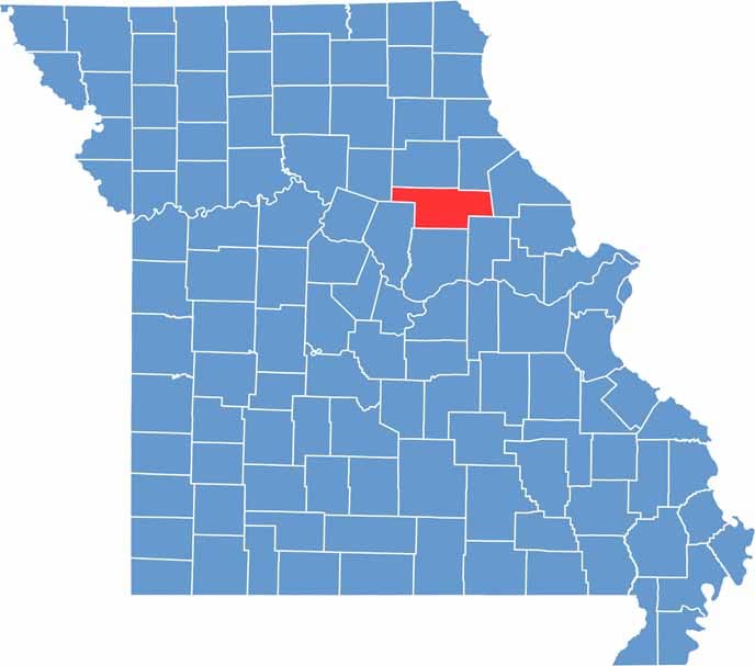 Audrain County location map showing the county's position within Missouri.