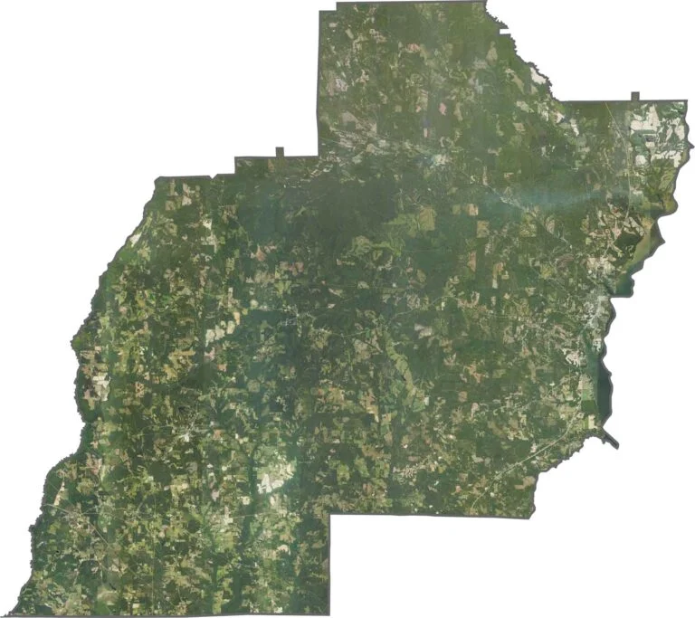 Barbour County satellite map showing land features and roads in Alabama.