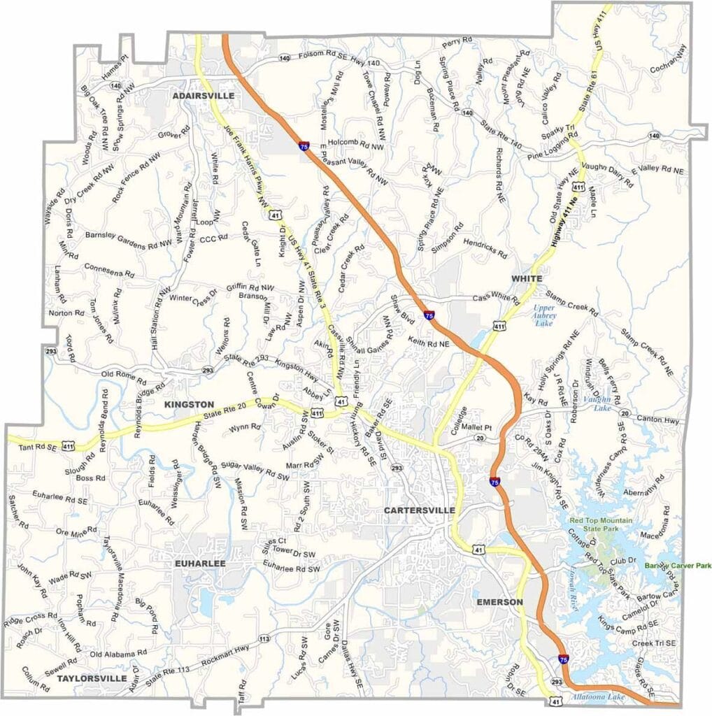 Bartow County Map Georgia