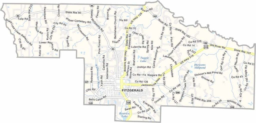 Ben Hill County Map Georgia