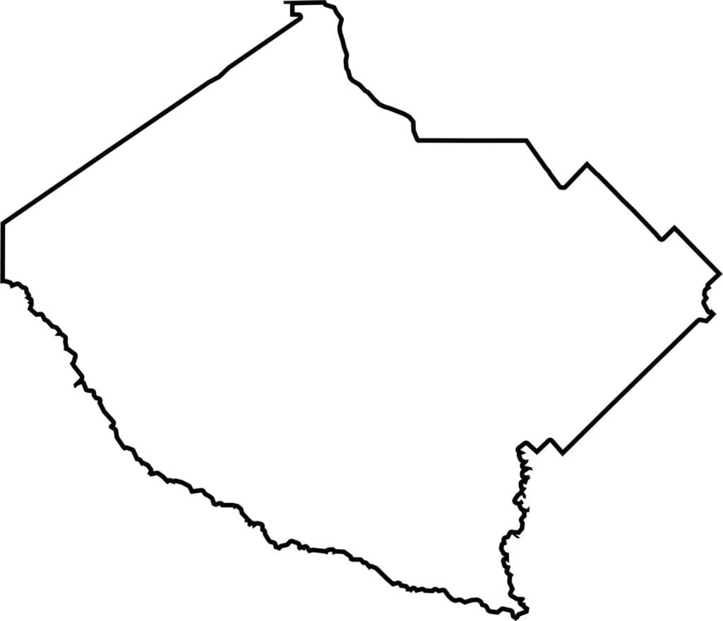 Blank Bibb County map of Georgia with county outline for geography practice
