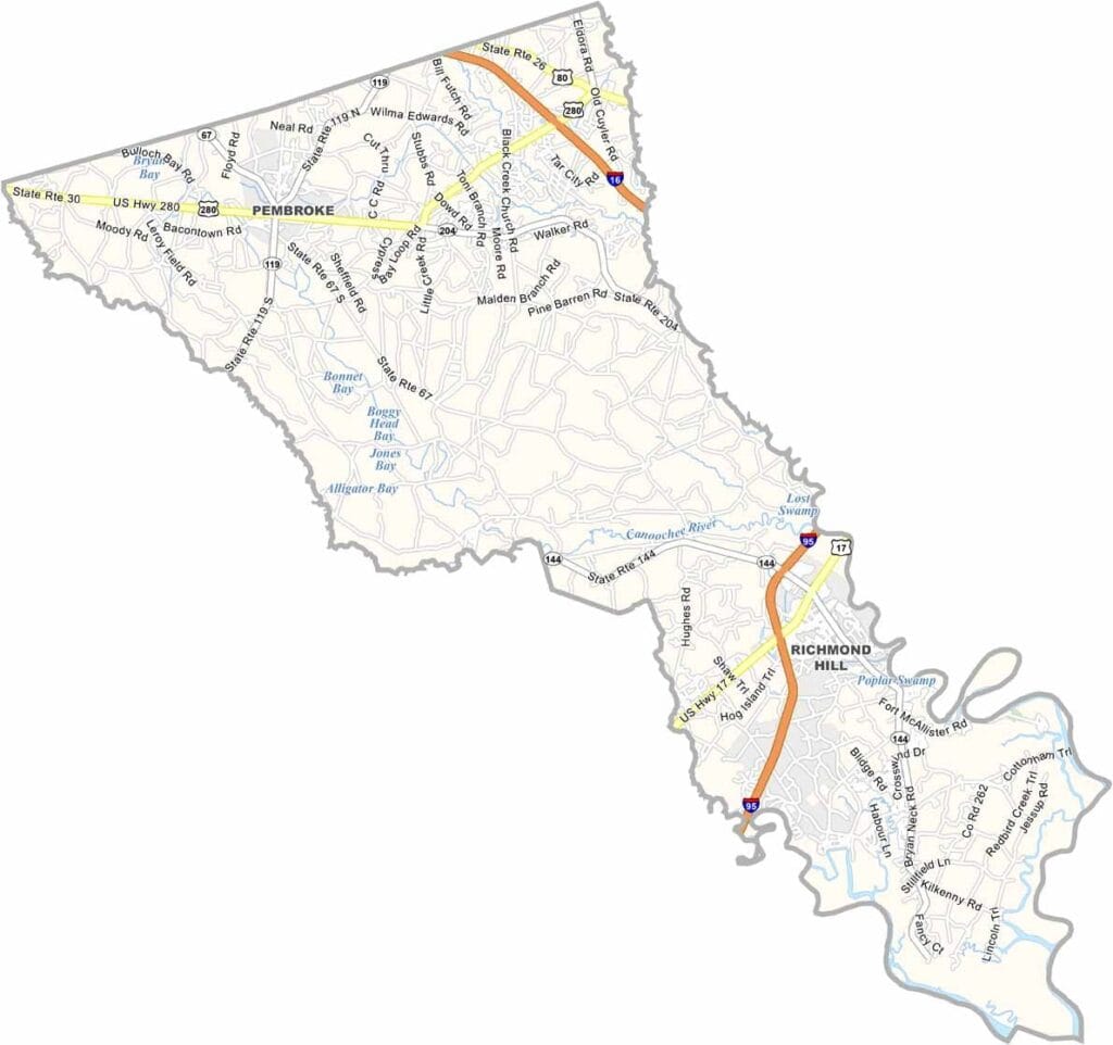 Bryan County Map Georgia