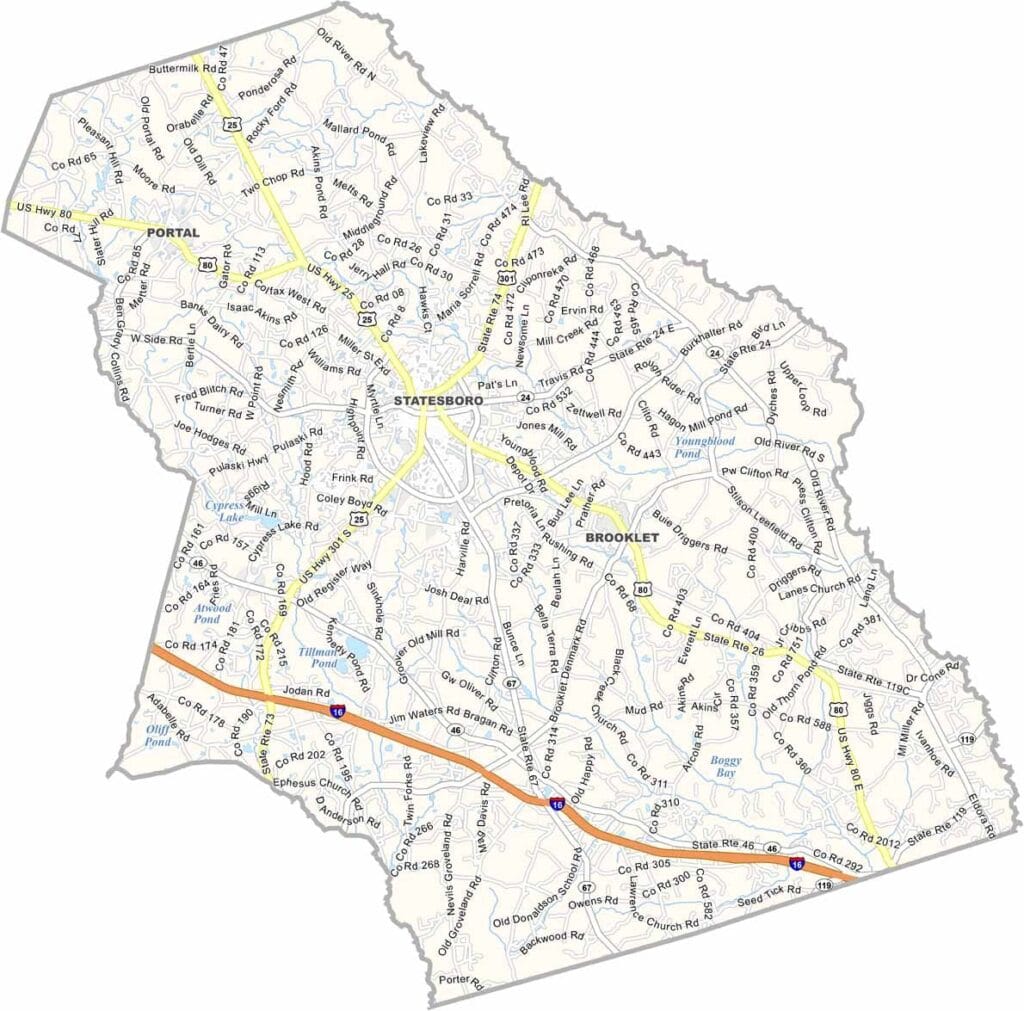 Bulloch County Map Georgia