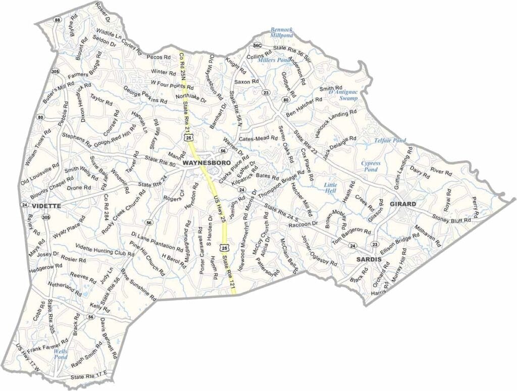 Burke County Map Georgia
