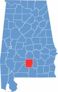 Location map of Butler County Alabama showing county position within the state