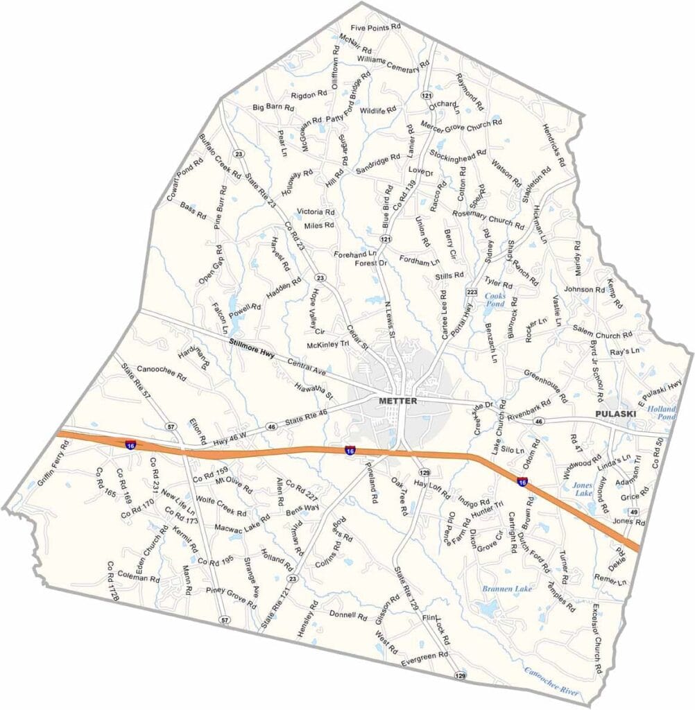 Candler County Map Georgia