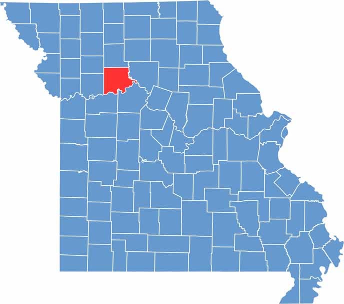 Carroll County location map showing the county's position within Missouri.