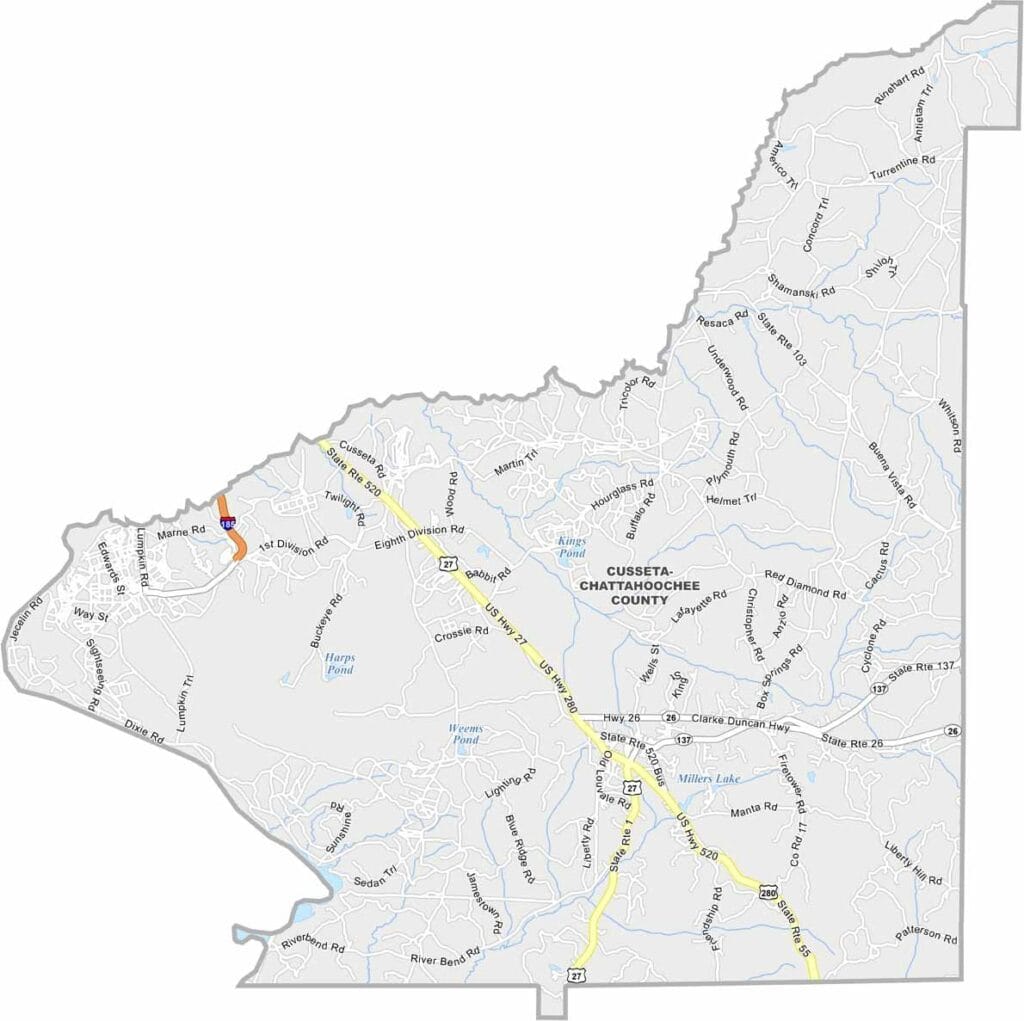 Chattahoochee County Map Georgia
