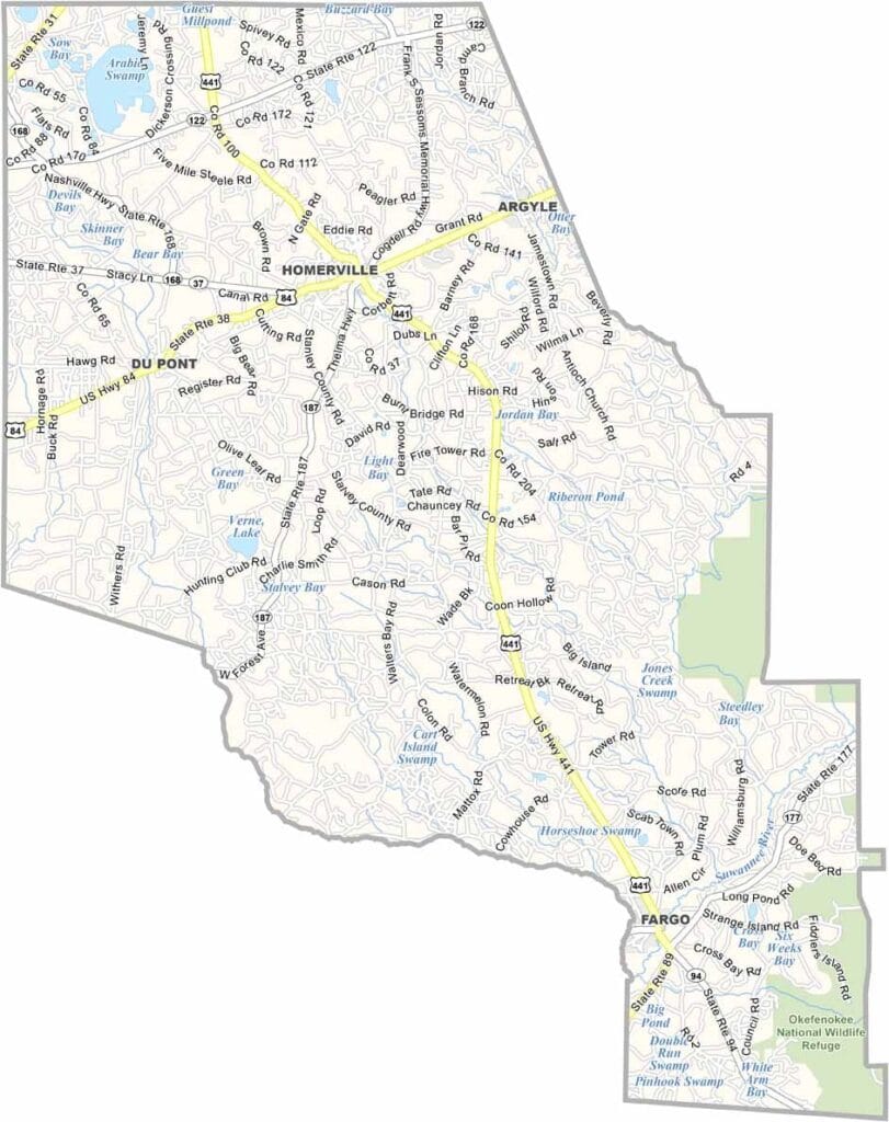 Clinch County Map Georgia