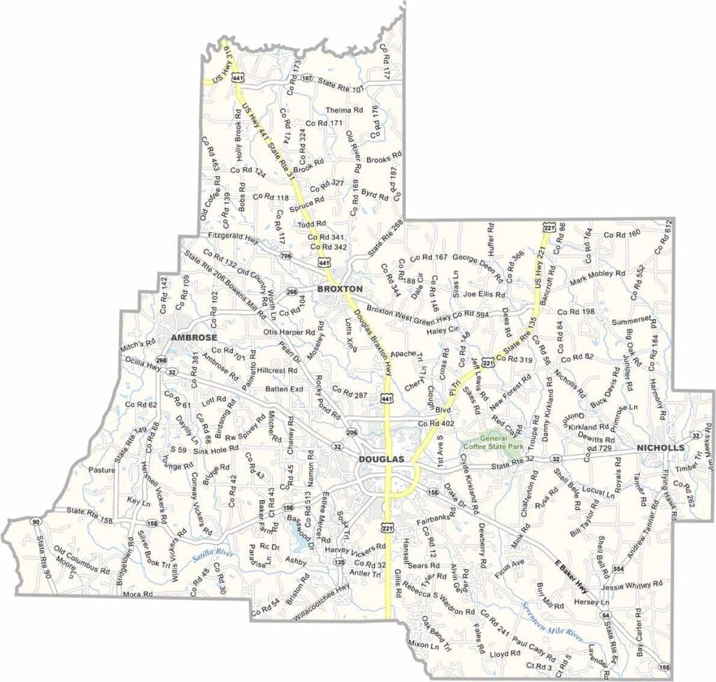 Coffee County Map Georgia