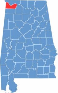 Colbert County location map showing its position in Alabama.