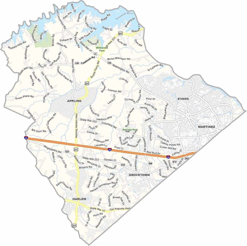 Columbia County Map Georgia