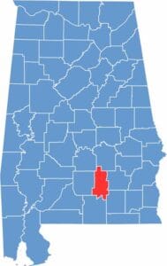 Crenshaw County location map showing its position in Alabama.