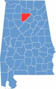 Cullman County location map showing its position in Alabama.
