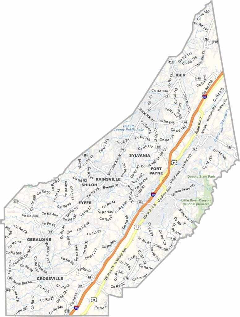 DeKalb County Map Alabama