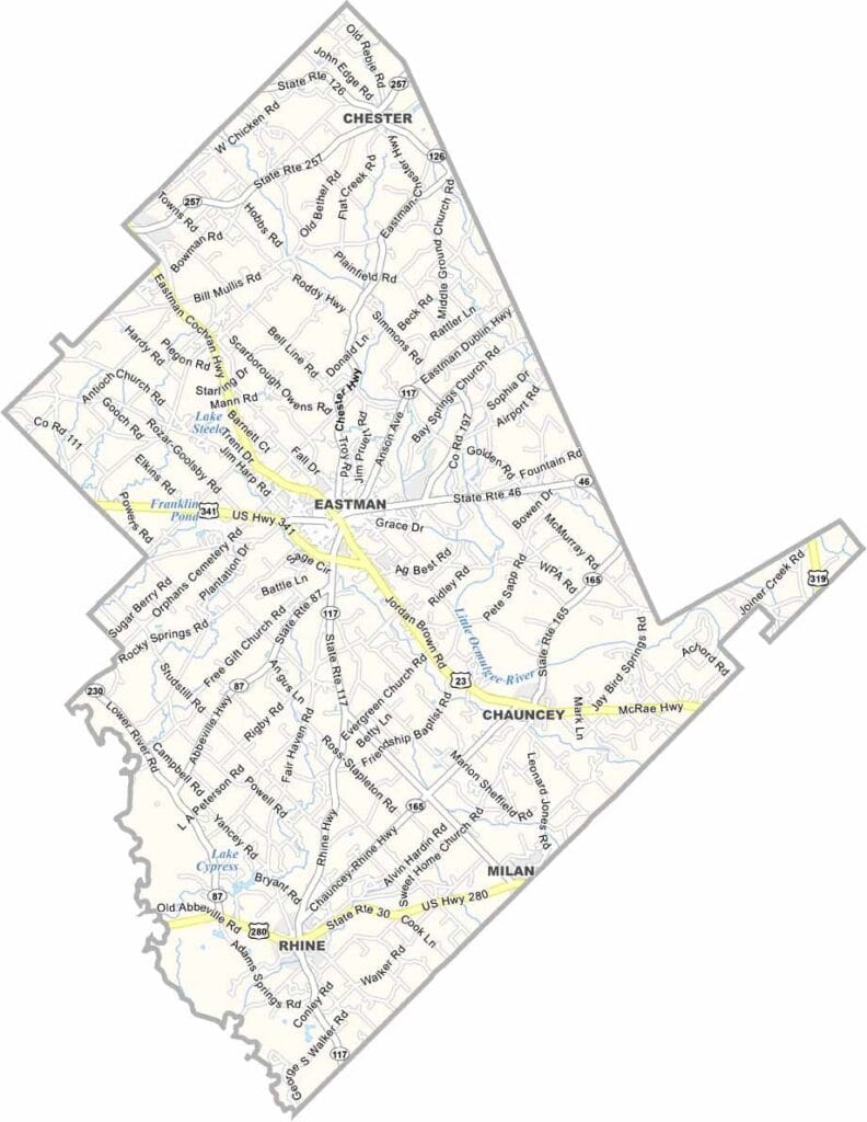 Dodge County Map Georgia