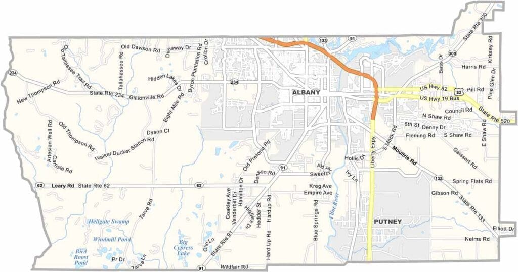 Dougherty County Map Georgia