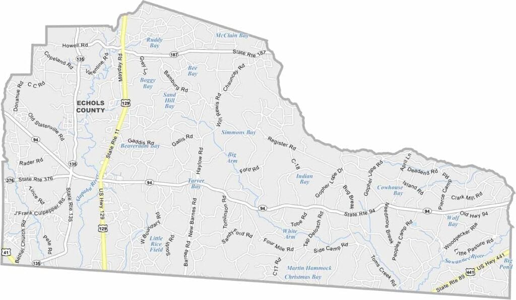 Echols County Map Georgia