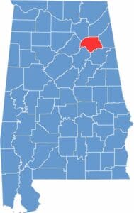Etowah County location map showing its position in Alabama.