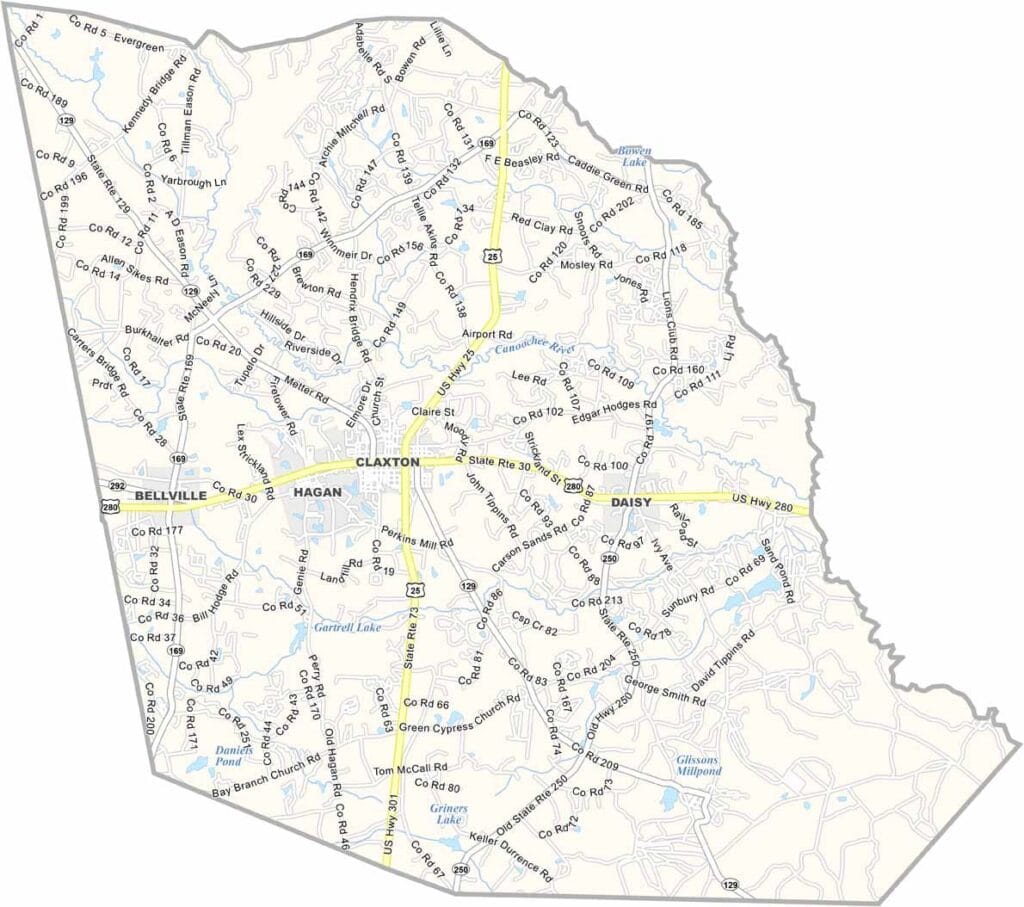 Evans County Map Georgia