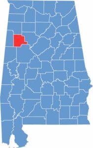 Fayette County location map showing its position in Alabama.