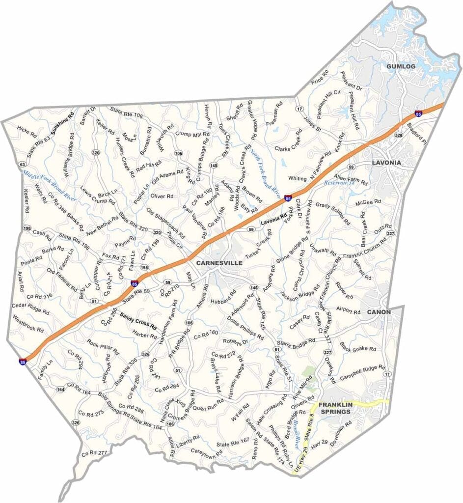 Franklin County Map Georgia
