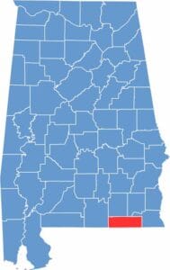Geneva County location map showing its position in Alabama.