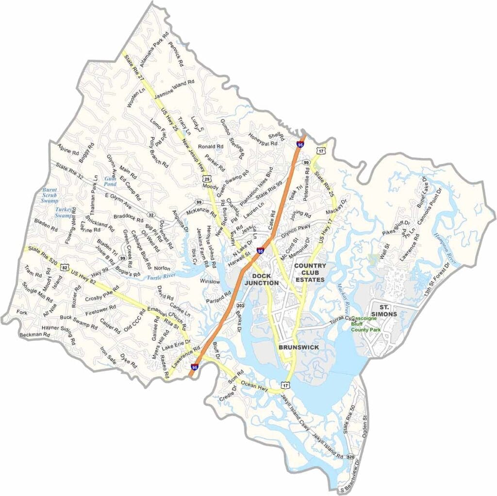 Glynn County Map Georgia