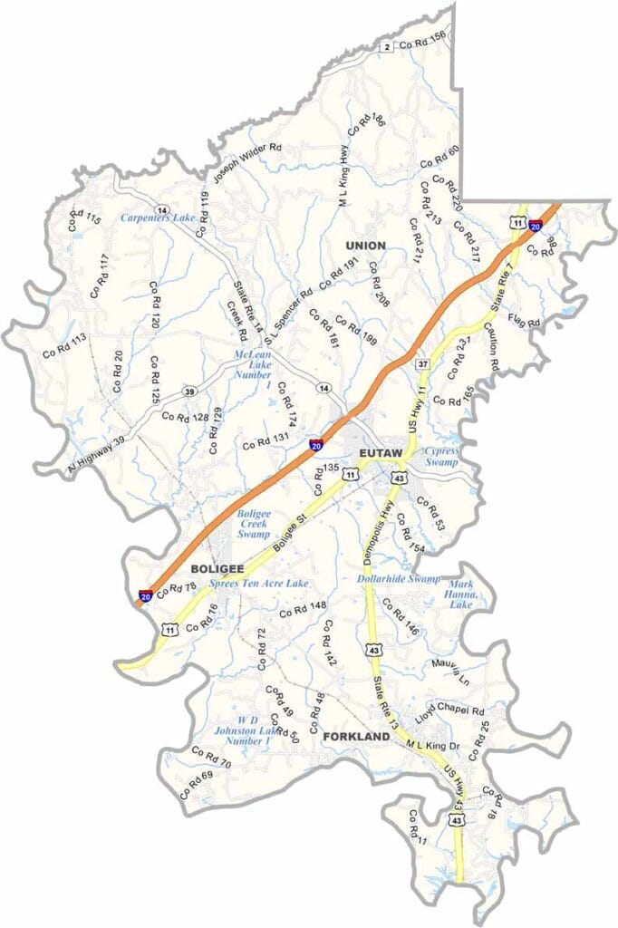 Greene County maps showing boundaries and locations in Alabama.