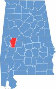 Hale County location map showing its position in Alabama.
