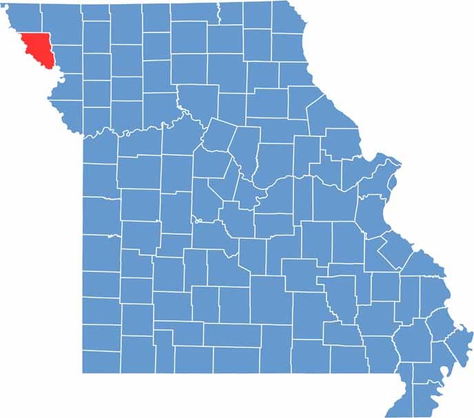 Printable Holt County Missouri location map showing county location and boundaries