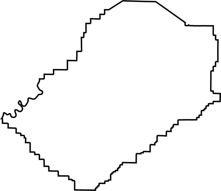 Blank Jefferson County map with county outline for geography practice