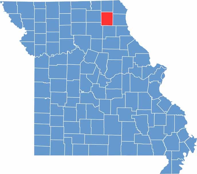 Knox County location map showing the county's position within Missouri.