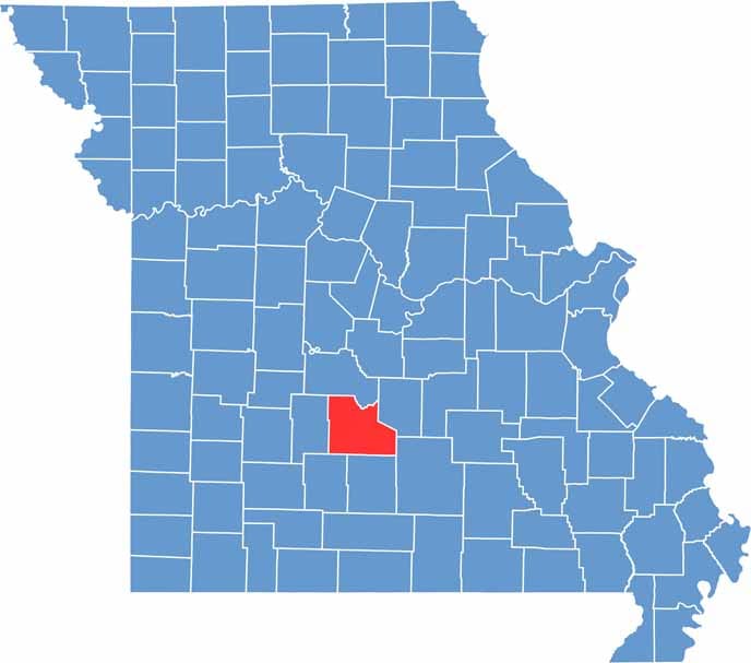 Laclede County location map showing the county's position within Missouri.