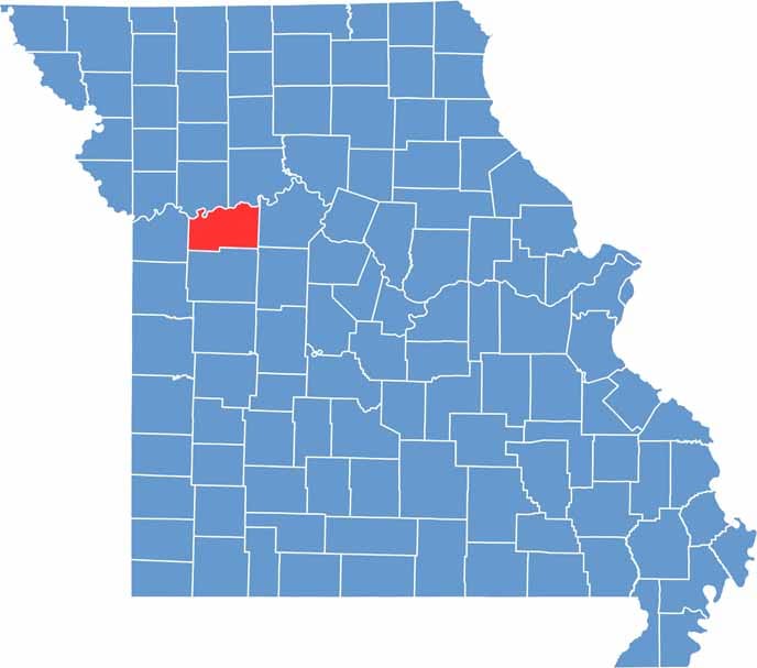 Lafayette County location map showing the county's position within Missouri.