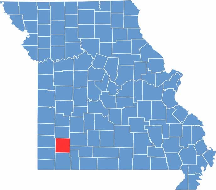 Lawrence County location map showing the county's position within Missouri.