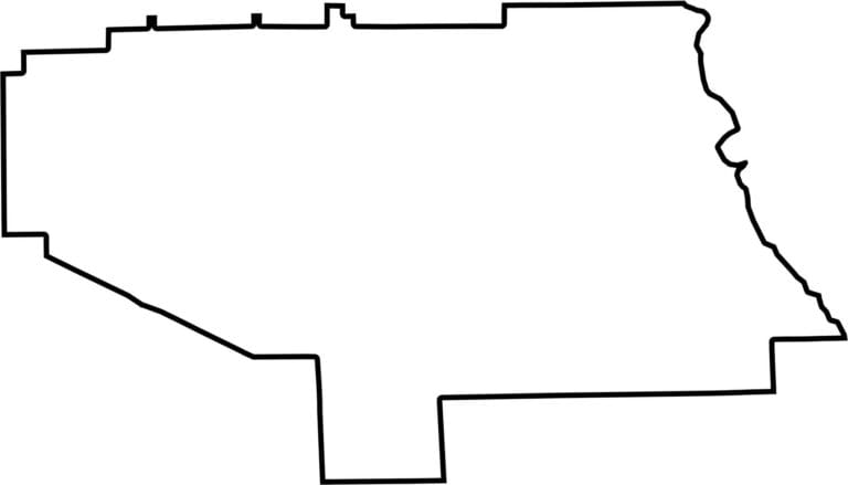 Blank Lee County map with county outline for geography practice