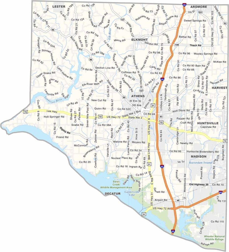 Limestone County maps showing boundaries and locations in Alabama.