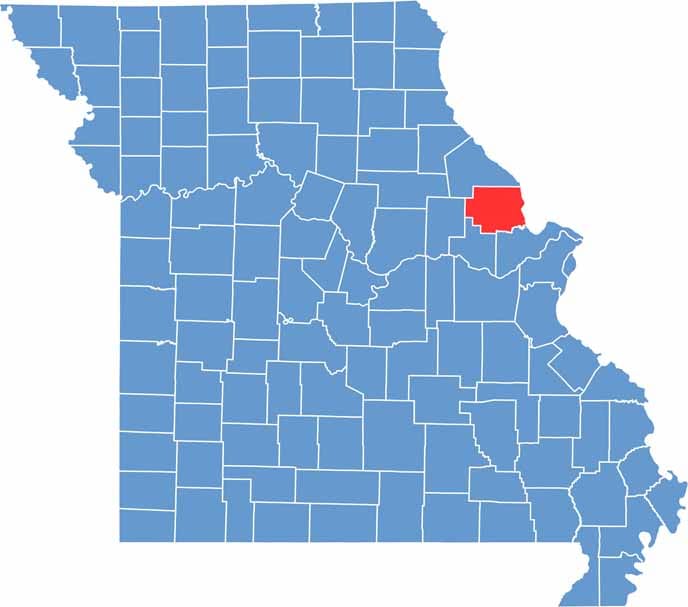 Lincoln County location map showing the county's position within Missouri.