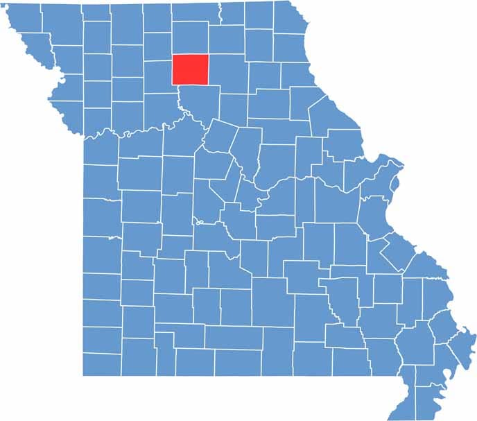 Linn County location map showing the county's position within Missouri.