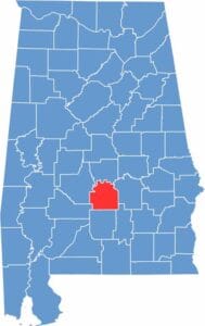 Lowndes County location map showing its position in Alabama.