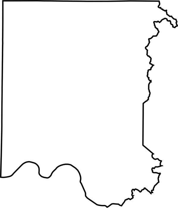 Blank Madison County map with county outline for geography practice
