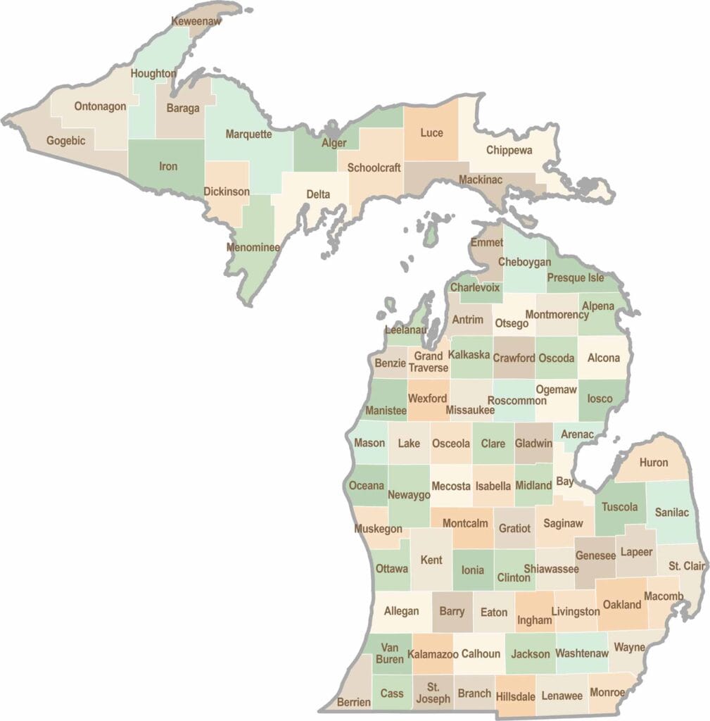 County Michigan Color Home - The US County Maps