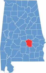 Montgomery County location map showing its position in Alabama.