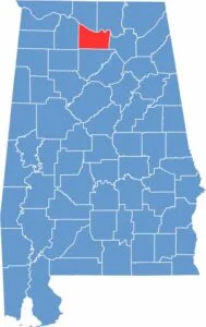 Morgan County location map showing its position in Alabama.