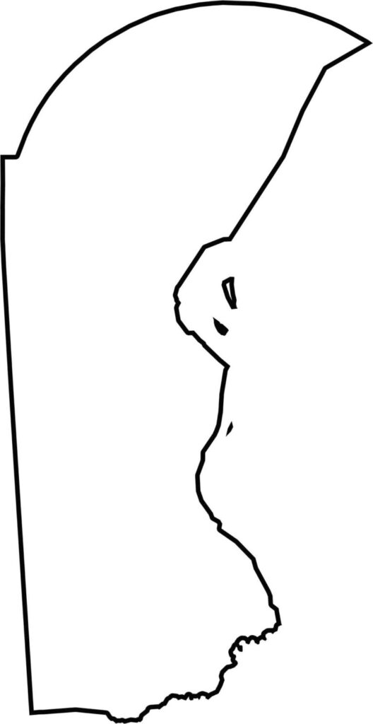 Blank outline map of New Castle County, Delaware showing county boundaries without labels or geographic details.