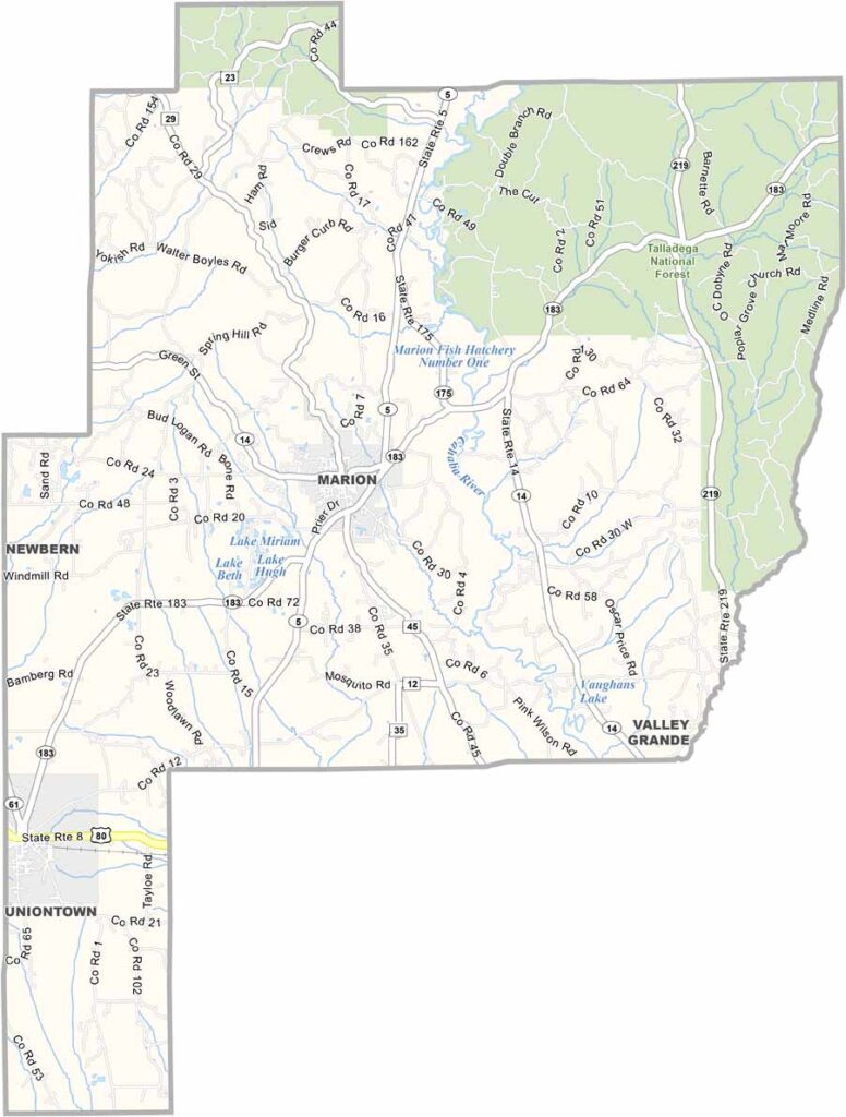 Perry County maps showing boundaries and locations in Alabama.